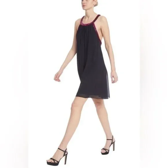 New Jewel Badgley Mischka Trapeze Dress with Beaded Trim in Black Size 8 - Picture 12 of 12
